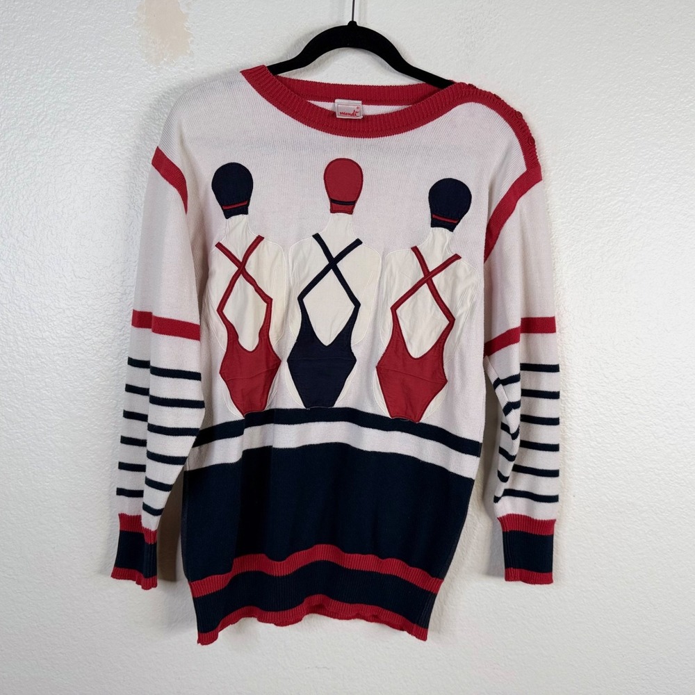 Vtg Mondi Sweater Sz 38/M Bathing Beauties Synchronized Swimmer Nautical Preppy